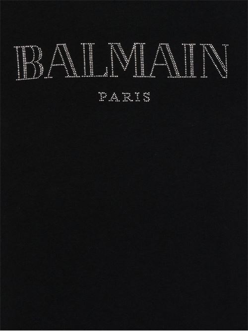 T-shirt bambina Balmain nera con bottoni strass BALMAIN Kids | BY8A51Z3277930